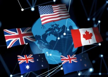 Five Eyes concept. United Kingdom – United States of America Agreement.