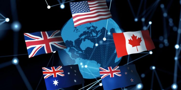 Five Eyes concept. United Kingdom – United States of America Agreement.
