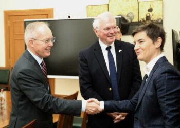 Amb. Jan Braathu, Head of the OSCE Mission to Serbia, during a meeting with Ms. Ana Brnabic, Prime Minister of Republic of Serbia.
Belgrade, Serbia.  15.03.2024.