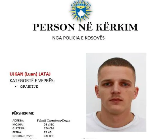 Policia kërkon ndihmën e qytetarëve për kapjen e të dyshuarit për grabitje