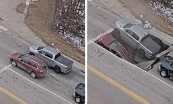 Incident i pazakontë në SHBA  momenti kur toka   i përpinë   dy vetura